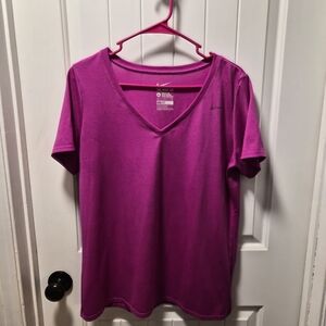 Nike - Neon Purple V-Neck Dri Fit T-Shirt